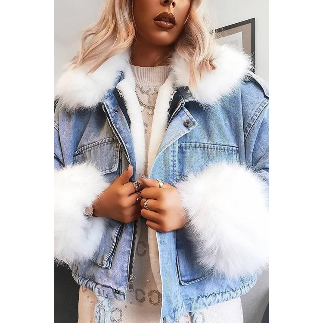 Jacket winter with denim for women