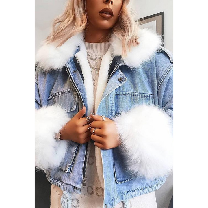 Jacket winter with denim for women
