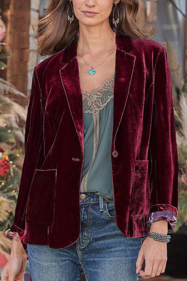 Velvet shorter Top Small blazer
