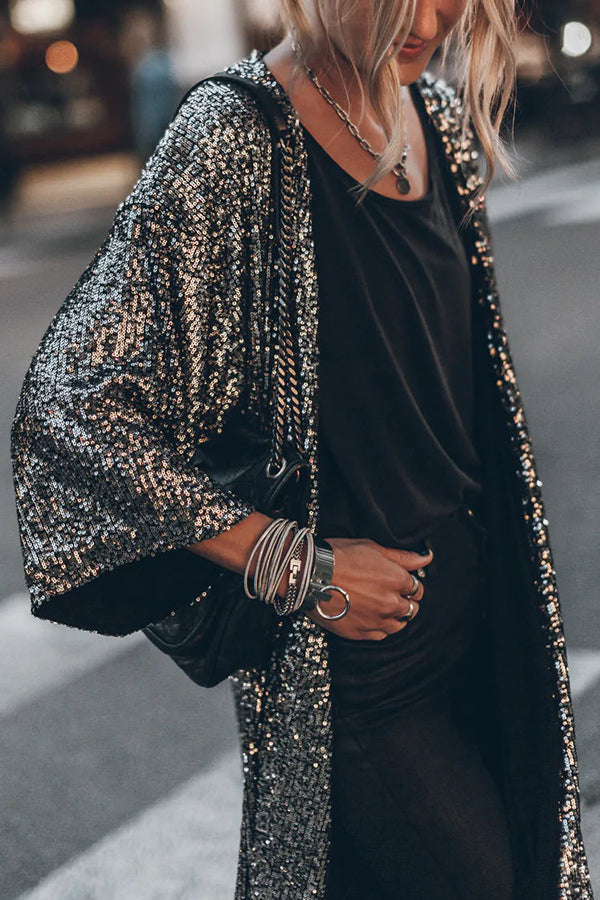 | Windproof knitted vest with sparkling sequins