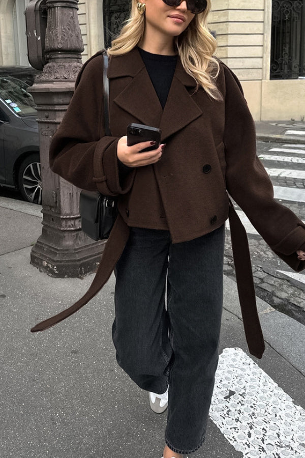 Revers Temperament Double-Breasted Hair wool jacket