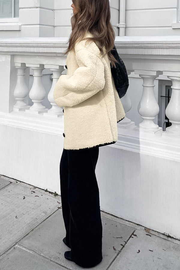 Patchwork Crew Neck warm Loose jacket