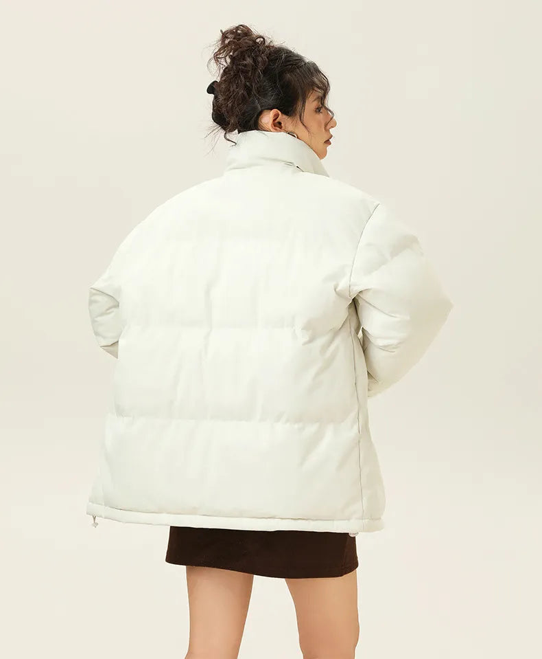 Loose jacket with stand collar with Thick warm cotton Fabric