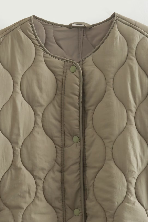 color Loose Round Neck padded jacket