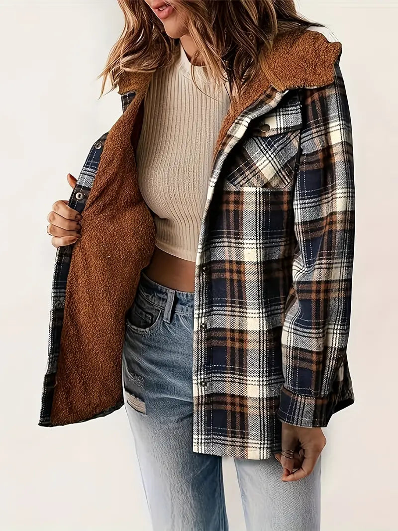 winter in check zip jacket