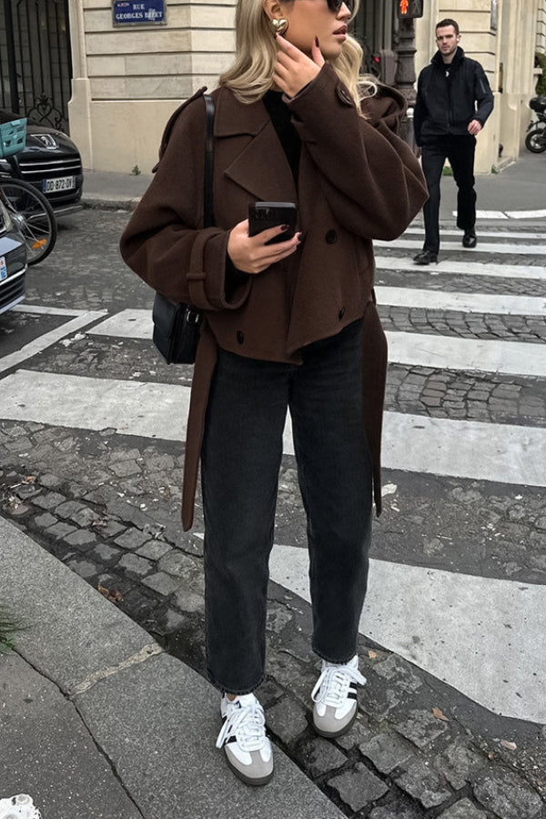 Revers Temperament Double-Breasted Hair wool jacket