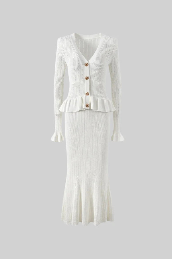 Jacket &amp; Wide Flared Skirt knitted Set