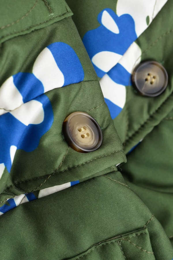 Prwted Round Neck Swgle Breasted Thw cotton jacket