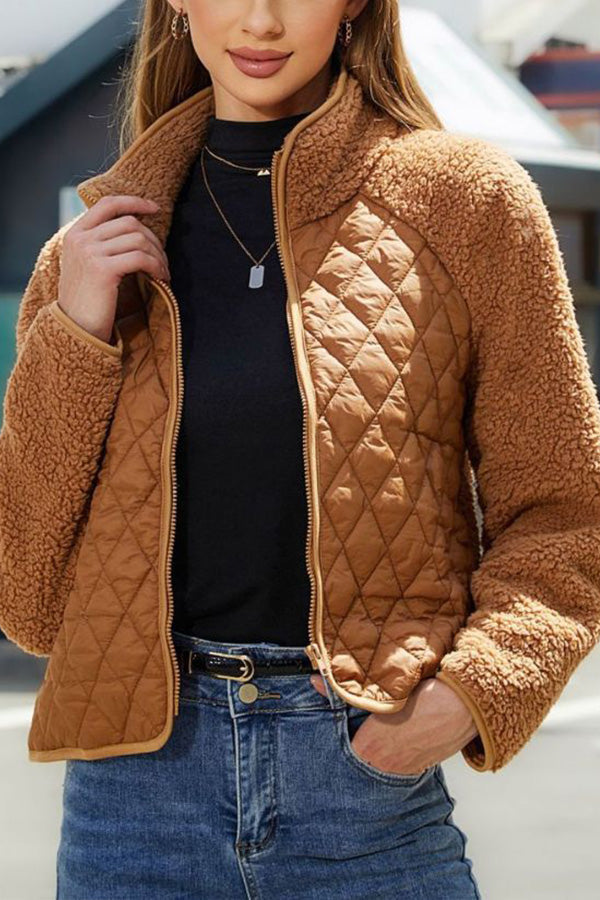 Panelled zip jacket with long sleeves