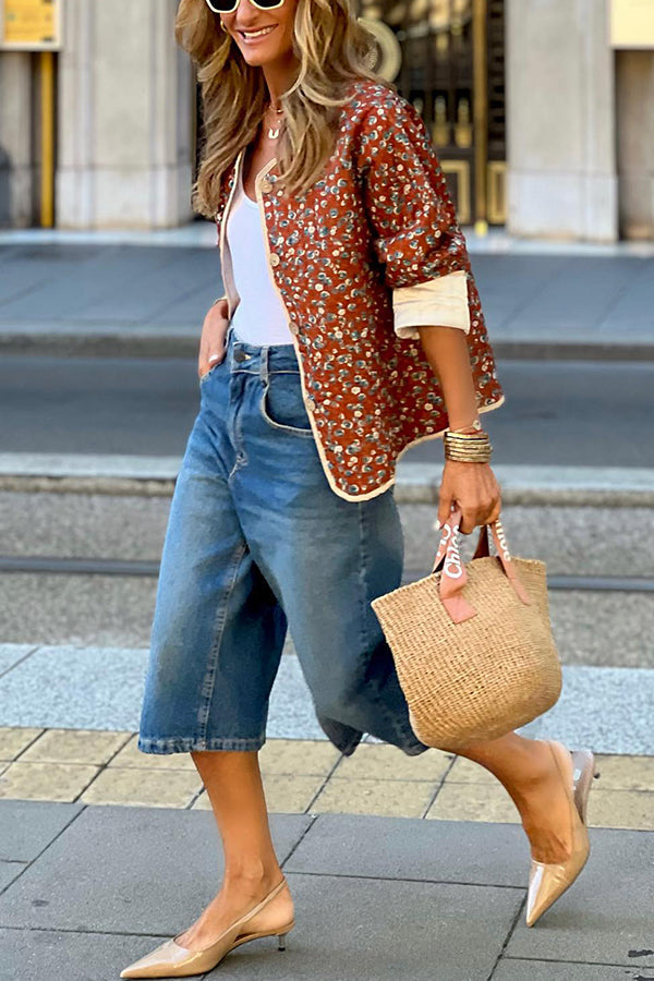 Cotton Floral contrast cotton jacket