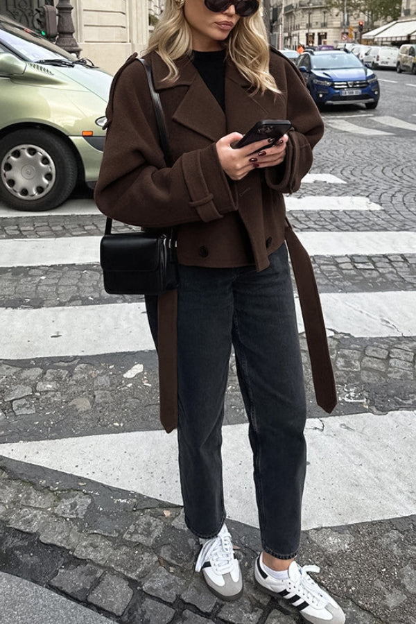 Revers Temperament Double-Breasted Hair wool jacket
