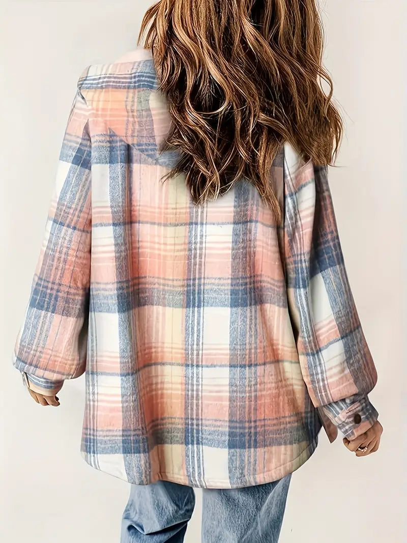 winter in check zip jacket
