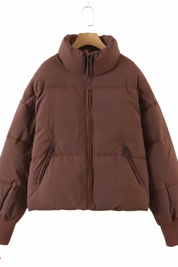 | Collar Zip Pocket Thick Warm Cotton Jacket