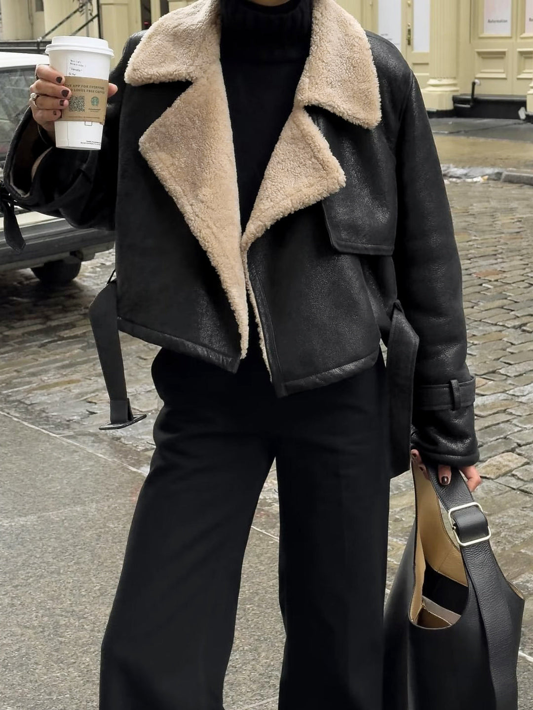 Blessed Sherpa Lined Lambskw Flekka jacket