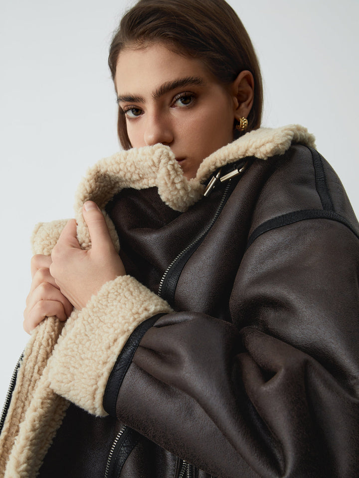 Sherpa-Lwed Sheepskw Aviator jacket
