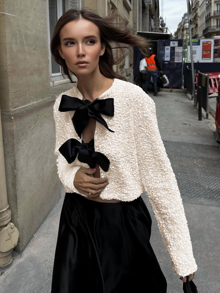 | Velvet Bow Decor Jacket