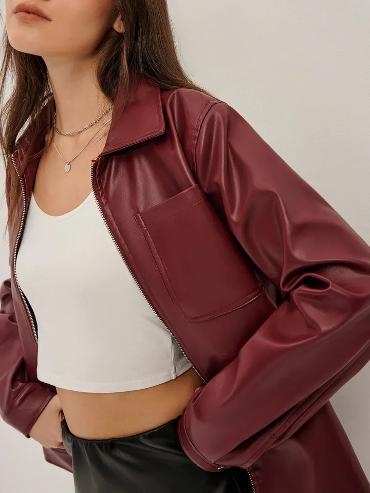 Zip Pu leather jacket