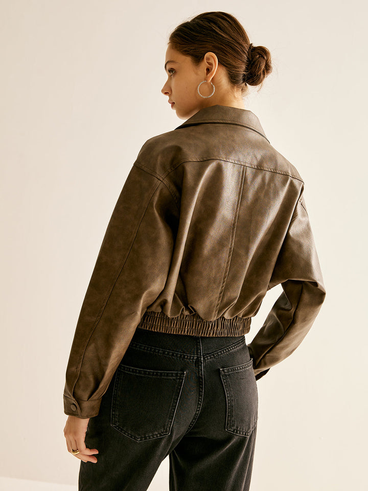 Jacket with leather leather