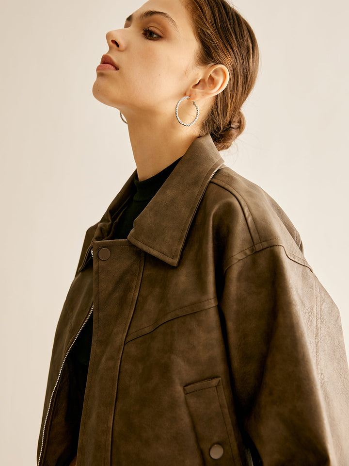 Jacket with leather leather