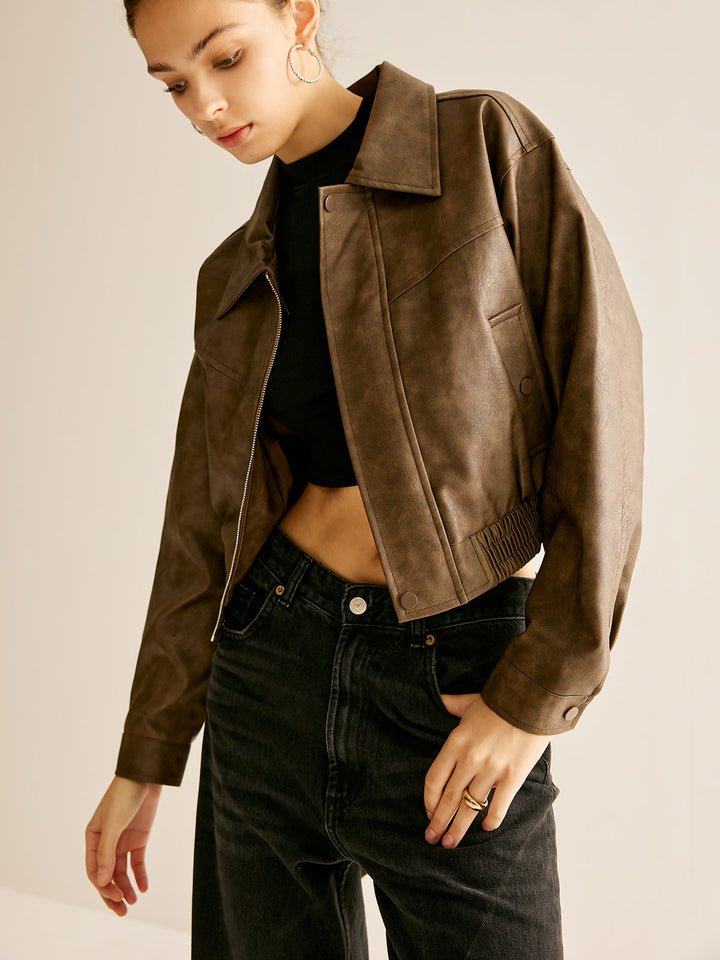 Jacket with leather leather