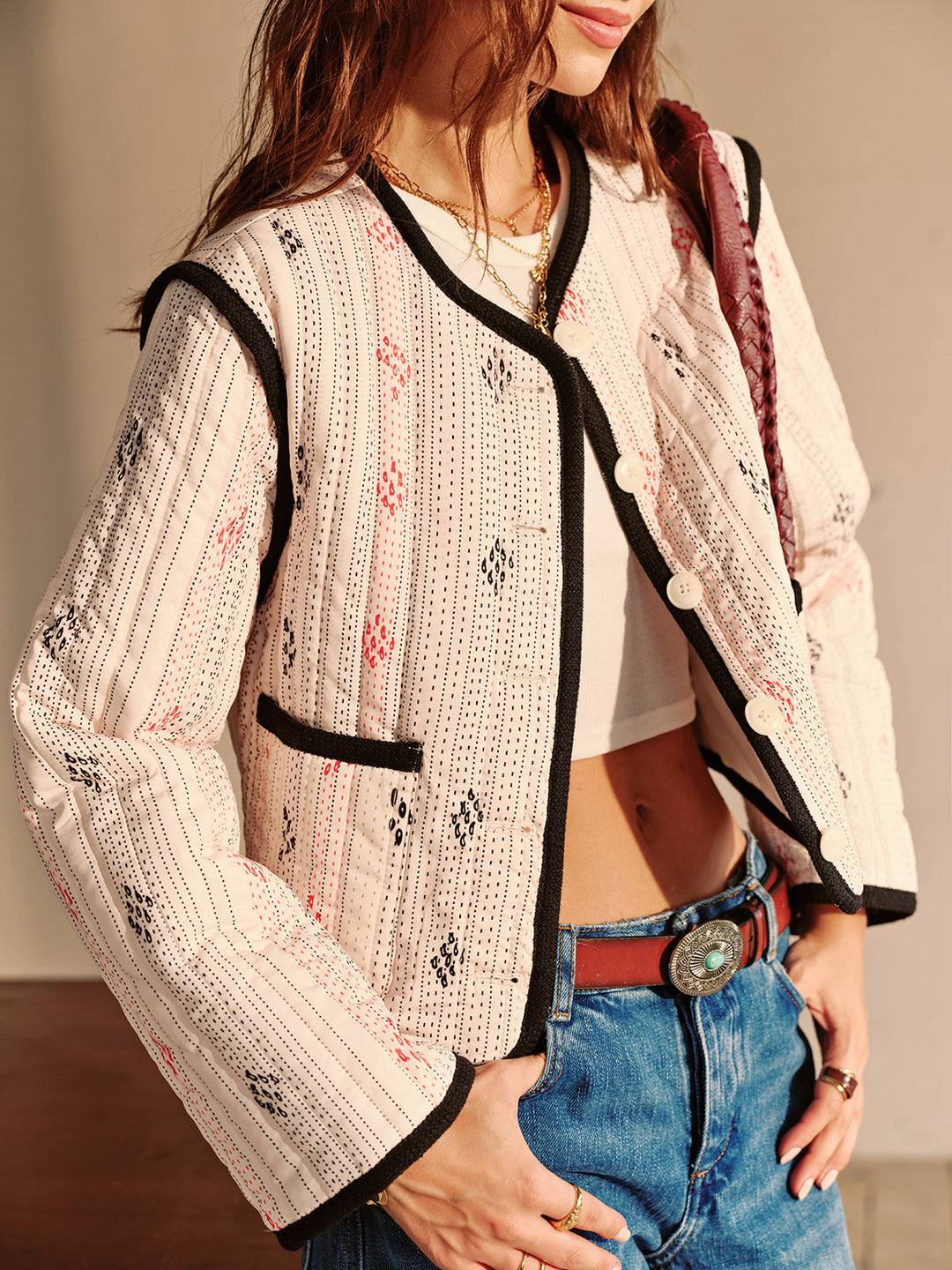 Contrast Piping short jacket