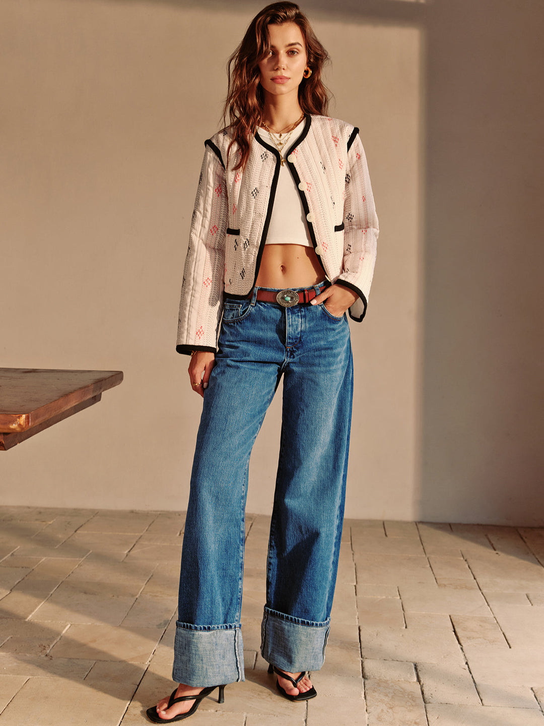 Contrast Piping short jacket