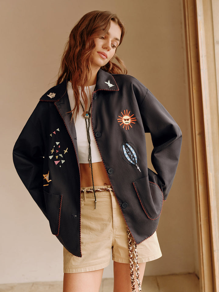 Embroidered Lapel jacket