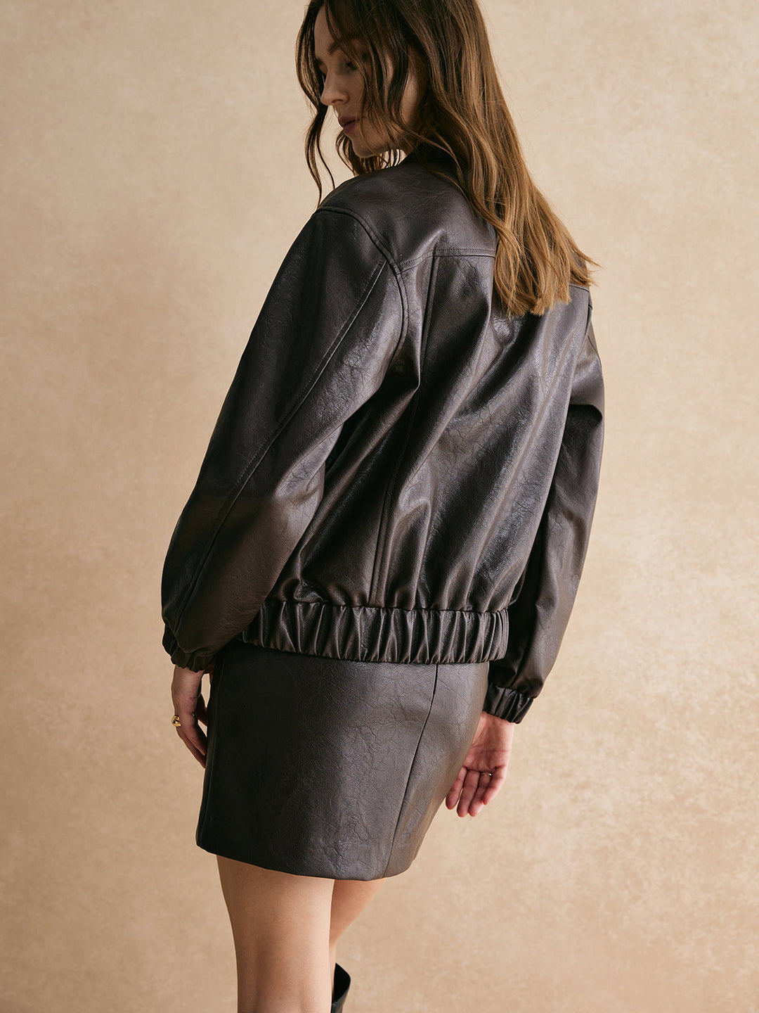 Jacket with leather leather