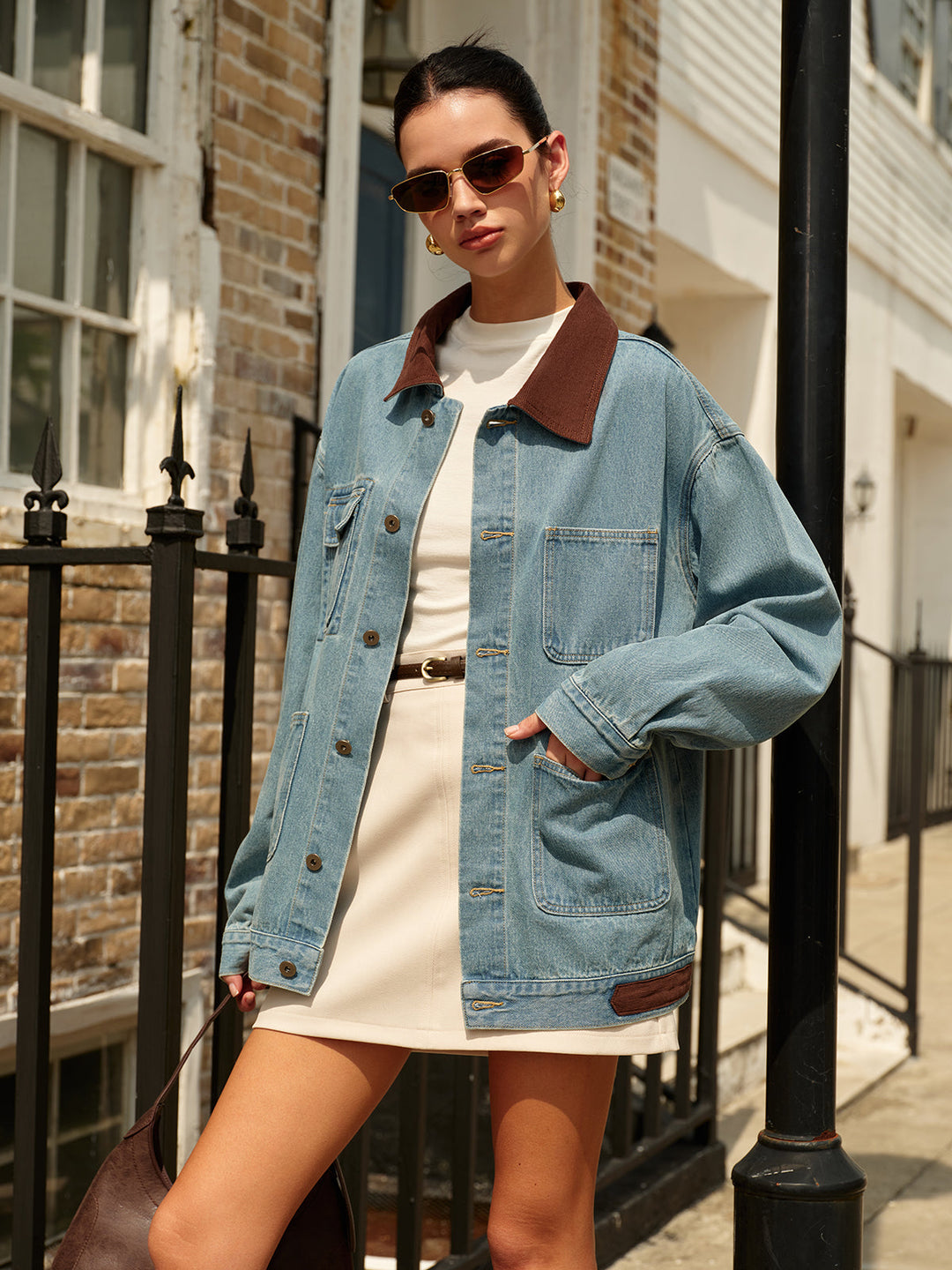 Collar versatile denim jacket