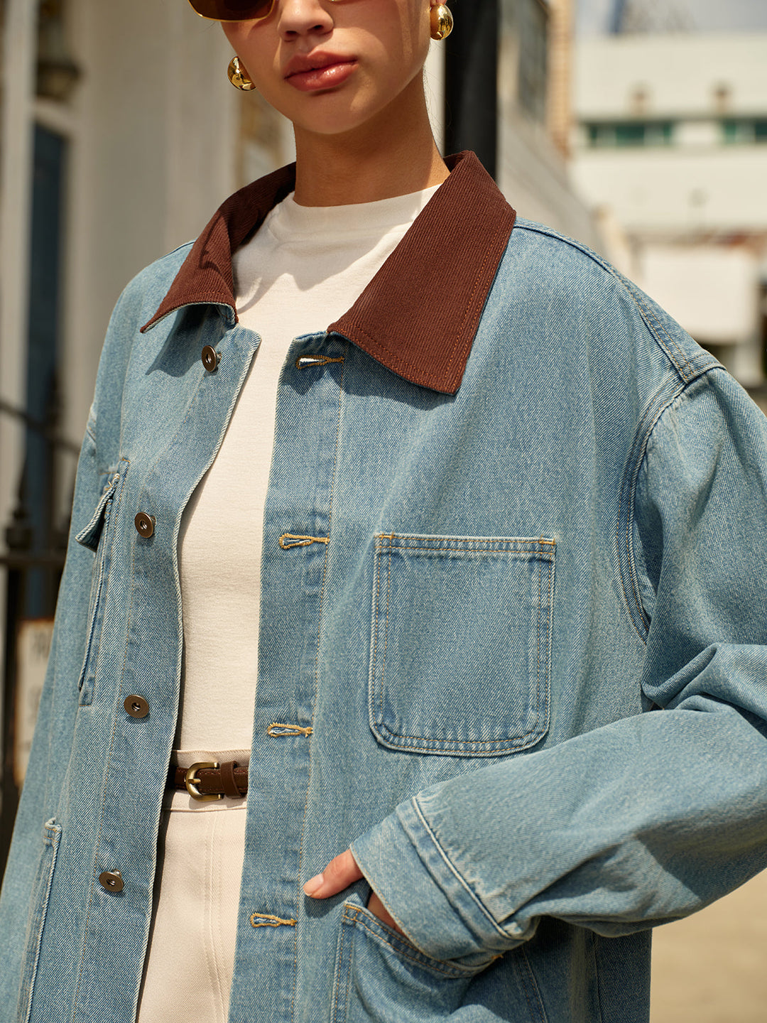 Collar versatile denim jacket