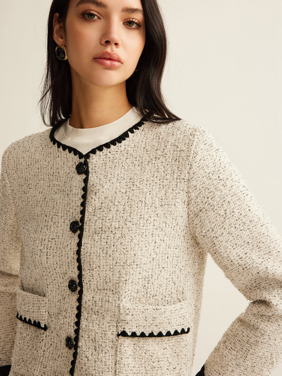 Trim Tweed short jacket