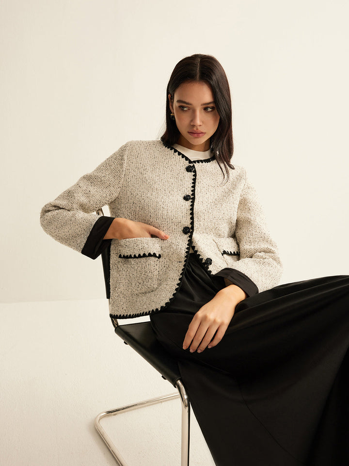 Trim Tweed short jacket