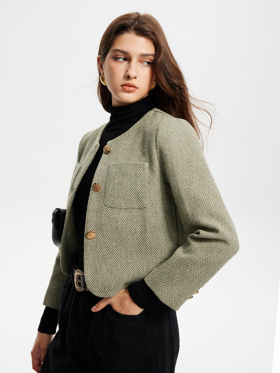 Neck pockets Tweed jacket