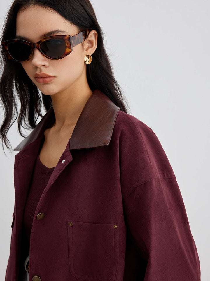 Kontrastowym collar pocket jacket