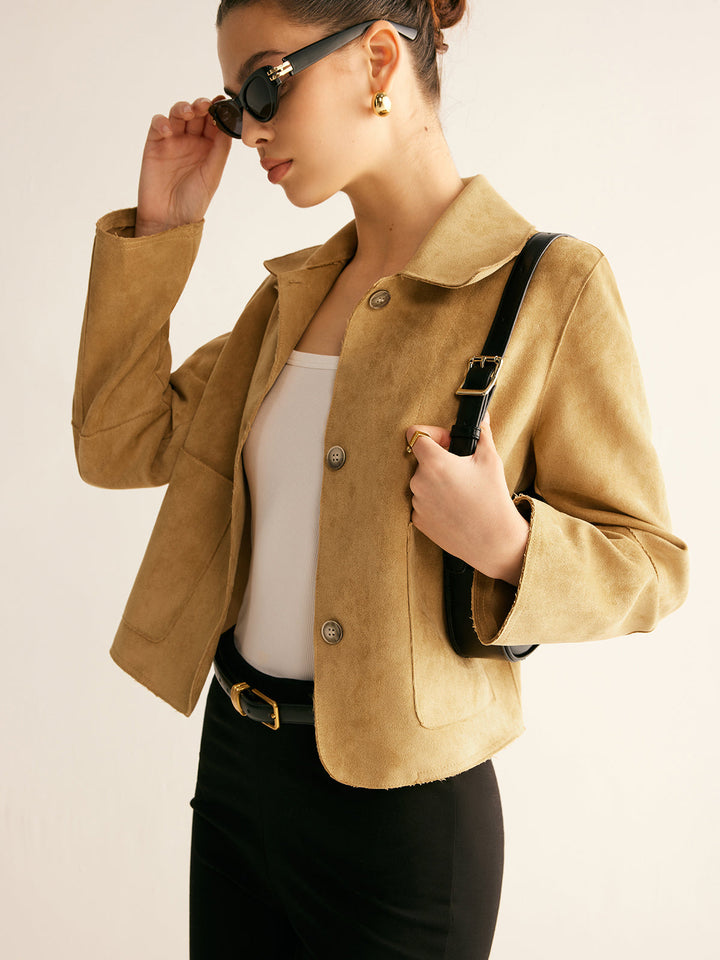Faux leather short jacket