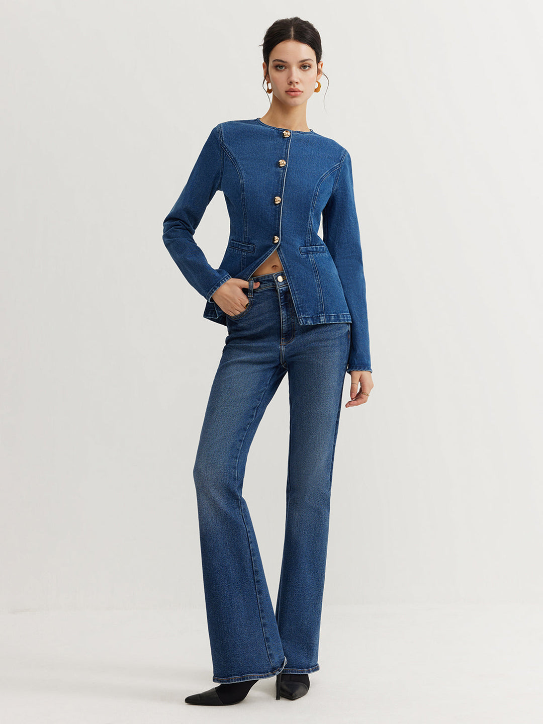 Down denim Slim jacket