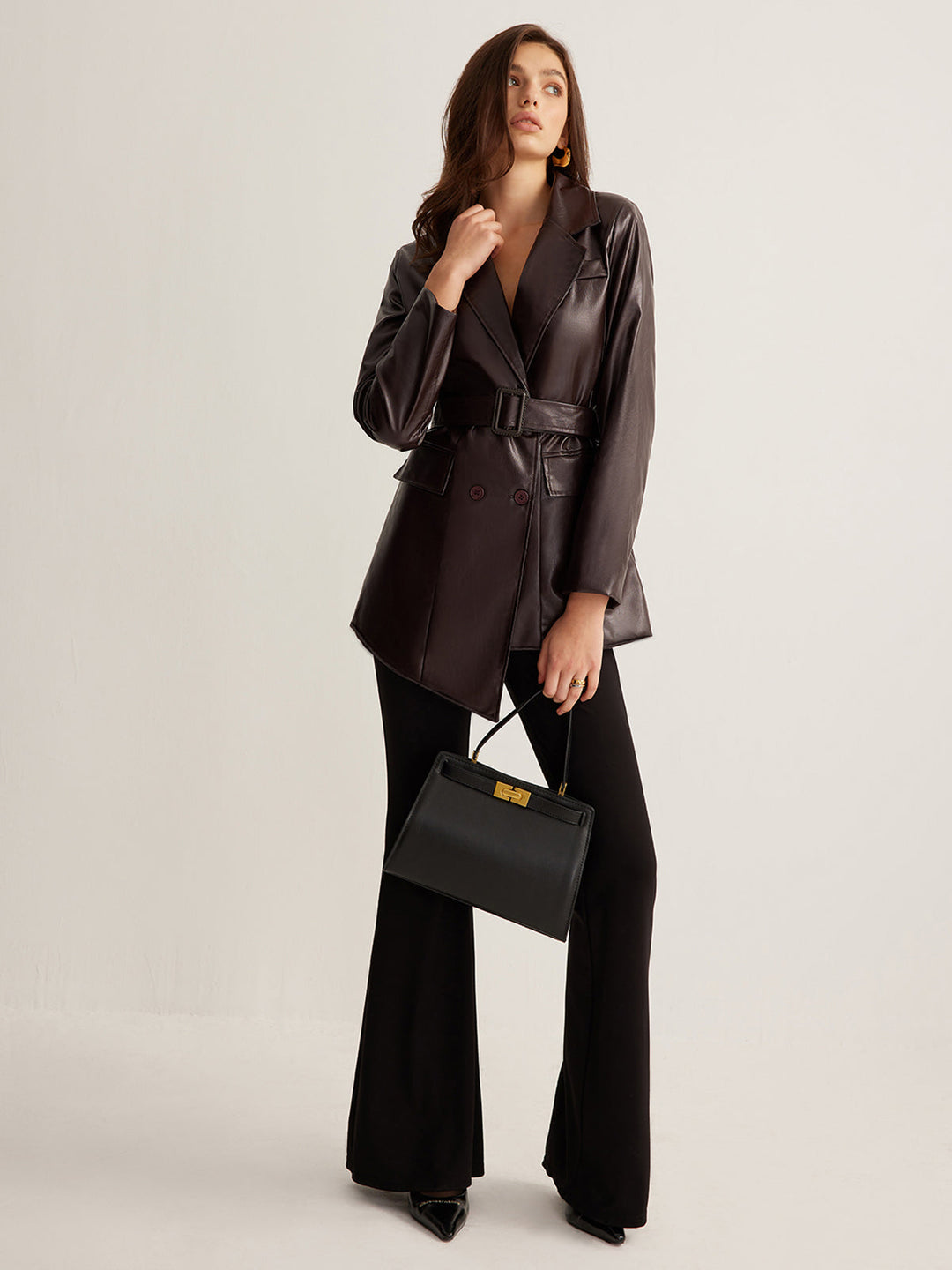 Pu-leather Belt jacket