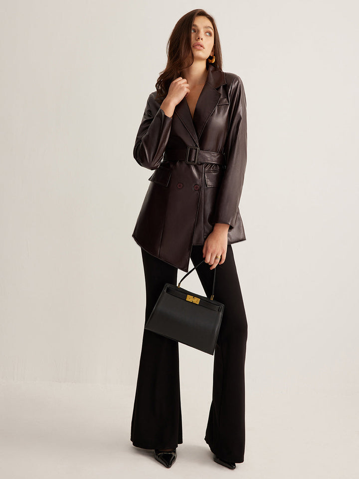 Pu-leather Belt jacket