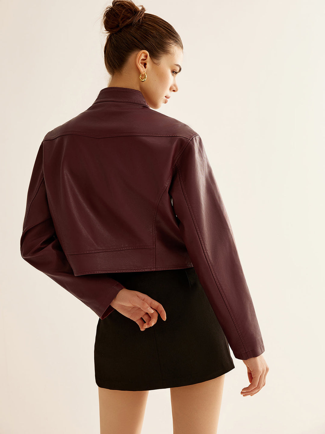 Zip jacket with leather leather
