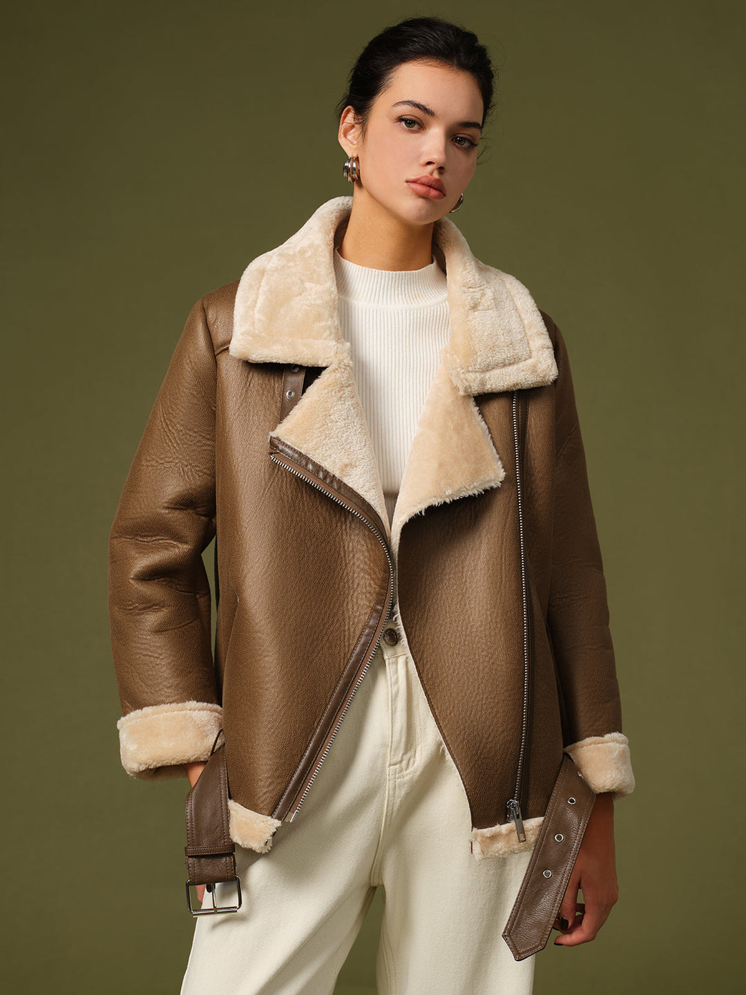Belted soft jacket fleece