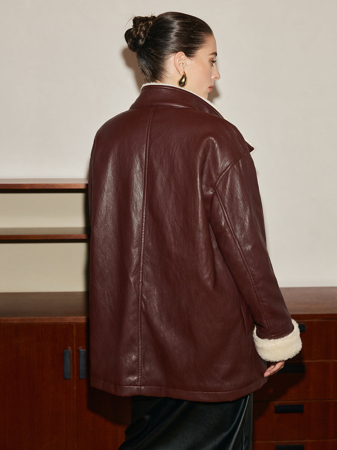 Pu-leather Belt jacket