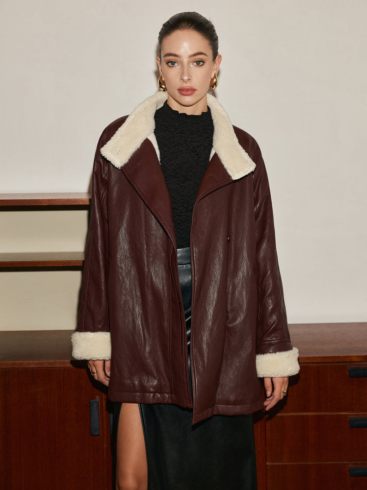Pu-leather Belt jacket