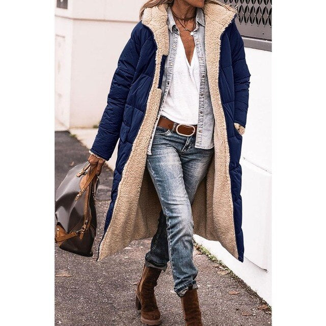 | Reversible Long Sherpa Puffer Jacket (with Hood)