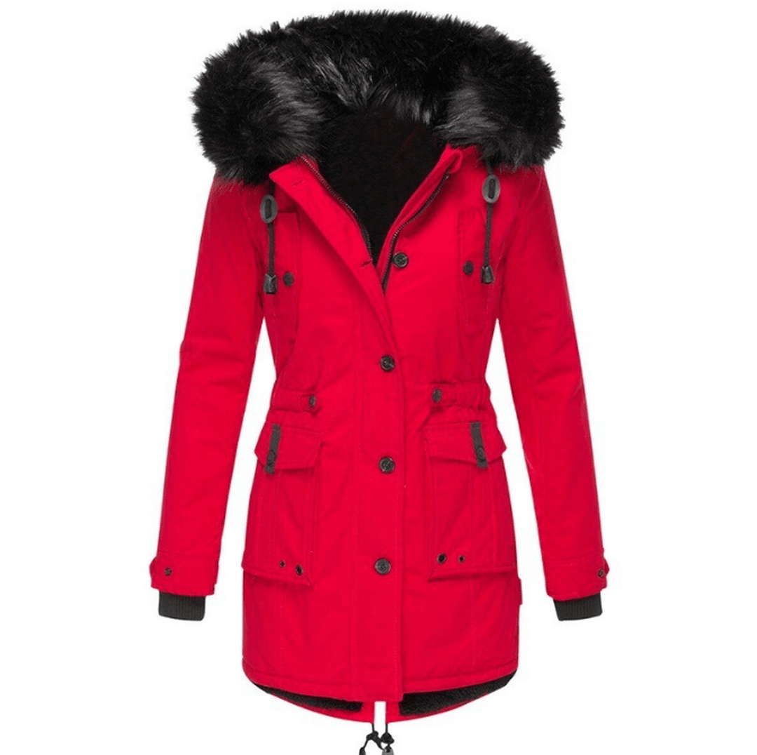 Elegant Winter parka with faux fur hood