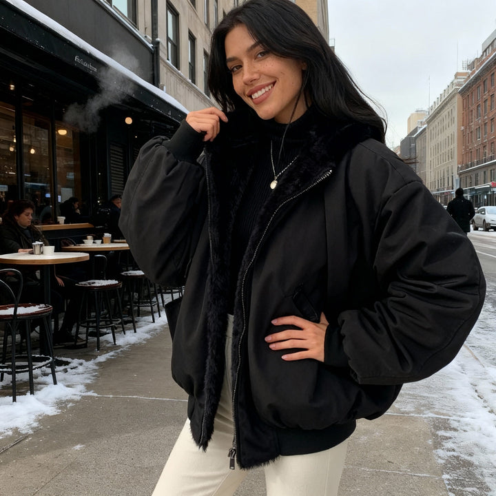 Thermo comfort oversized fleece winter coat women