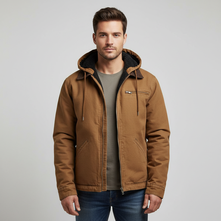 functional water-resistant outdoor winter parka jacket with hood polyester