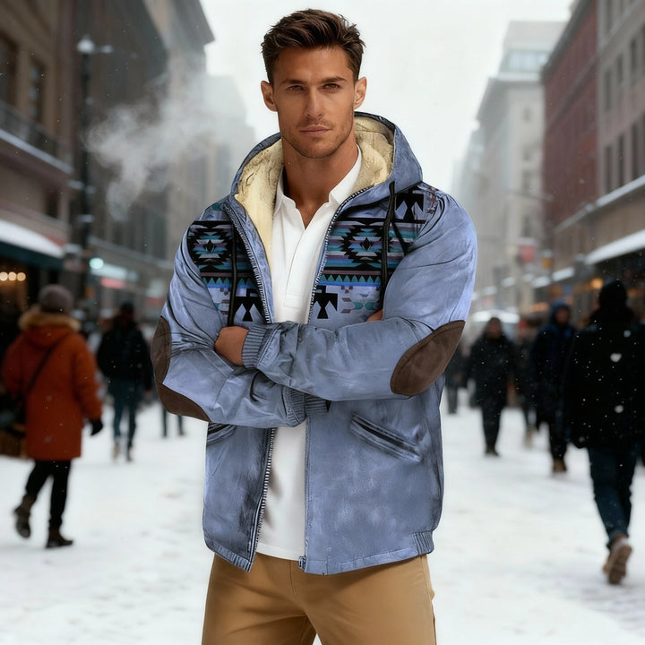 hooded jacket with Native print