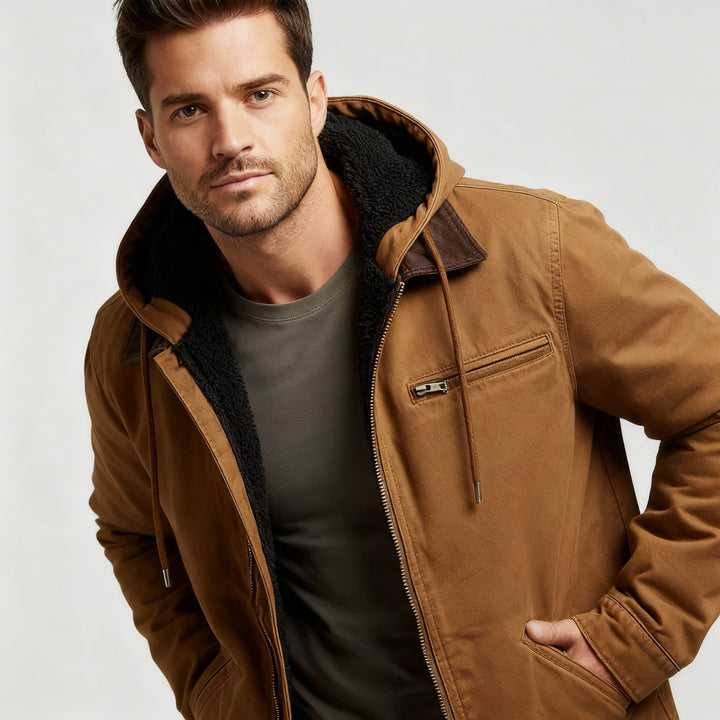 functional water-resistant outdoor winter parka jacket with hood polyester