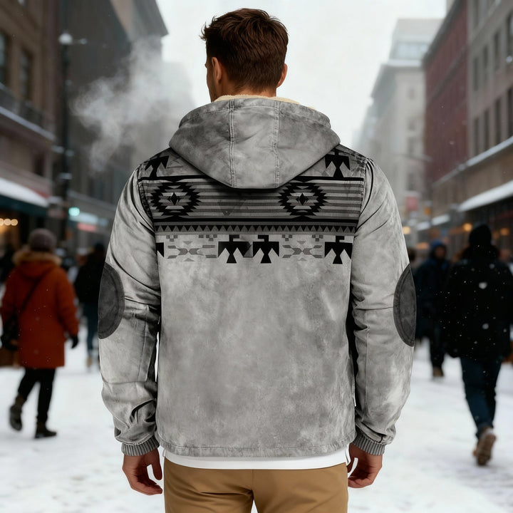 hooded jacket with Native print