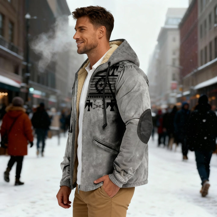 hooded jacket with Native print